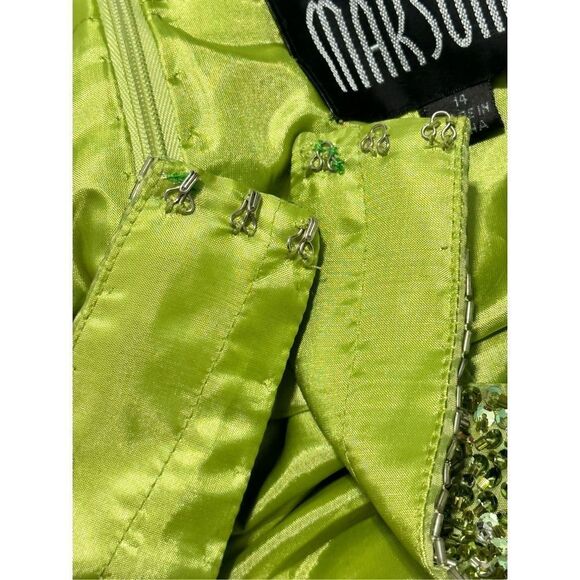 Marsoni Prom Gown Maxi Length Beaded Open Back‎ Sweetheart Neckline Green 14 - Picture 14 of 16